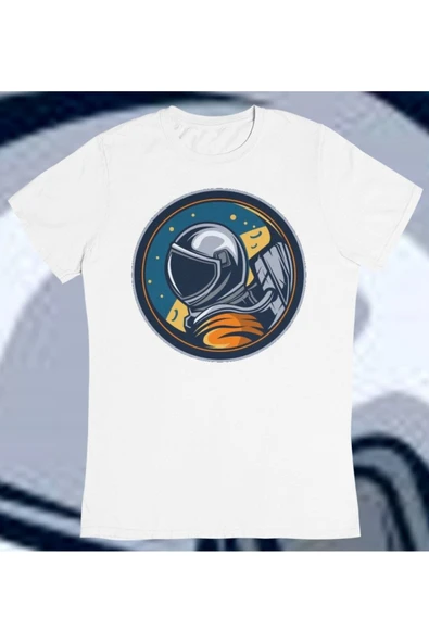 playbackmoda Owersize Uzay Astronot Ilüstrsyon Çizim Tasarım Baskılı Tişört - Resim 2