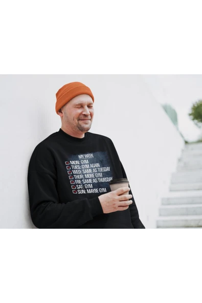 playbackmoda Akiki Tasarım Sportif Motivasyon - Haftalık Gym Programım Sweatshirt - Resim 2