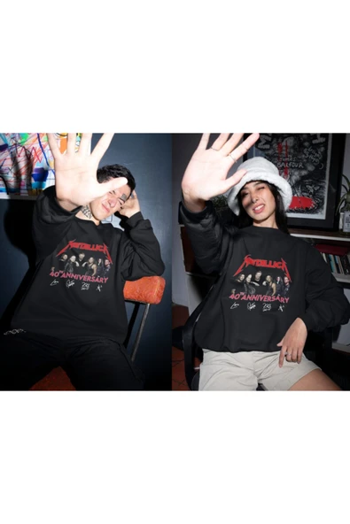 playbackmoda Akiki Tasarım - Metallica 40. Yıldönümü Imzalı Poster, Siyah Sweatshirt, Ak10196 - 2