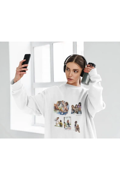 playbackmoda Akiki Tasarım Queen Grubu Benzersiz Ilüstrasyon Sweatshirt - Resim 2