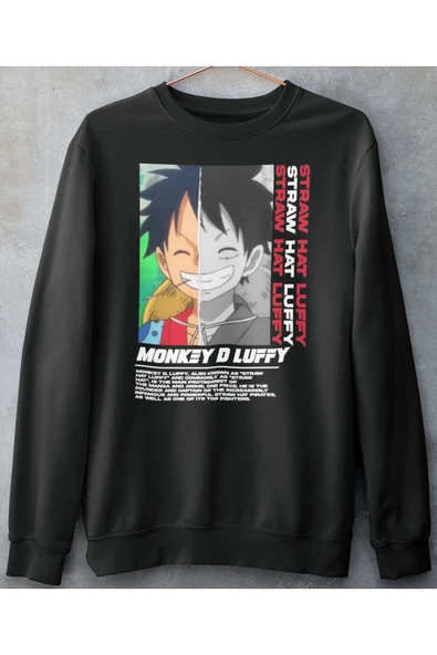 playbackmoda Akiki Tasarım, Monkey D. Luffy, Anime - Manga, Siyah Sweatshirt, S Beden - 1