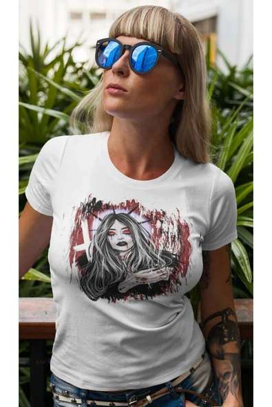 playbackmoda Owersize Kadın Ilüstrsyon Çizim Tasarım Baskılı Tişört - Resim 2