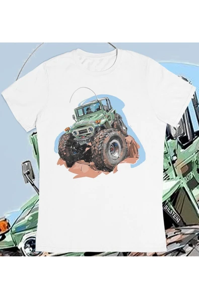 playbackmoda Owersize Offroad Toyota Land Cruiser Fj-40 Tasarım Baskılı Tişört ürün görseli