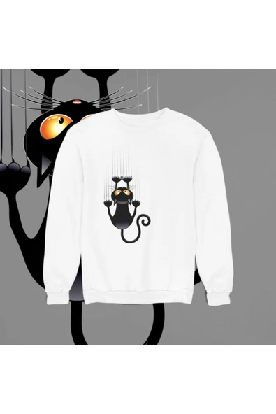 playbackmoda Akiki Tasarım Sevimli Karakedi Tırmık Sweatshirt