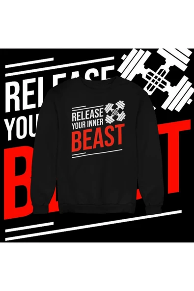 playbackmoda Akiki Tasarım Sportif Motivasyon - Içindeki Canavarı Serbest Bırak Sweatshirt