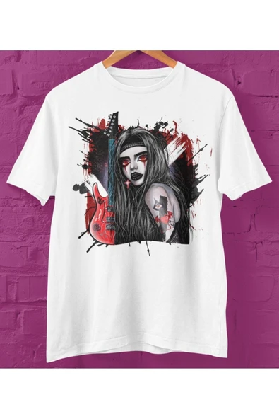 playbackmoda Owersize Kadın Ilüstrsyon Çizim Tasarım Baskılı Tişört ürün görseli