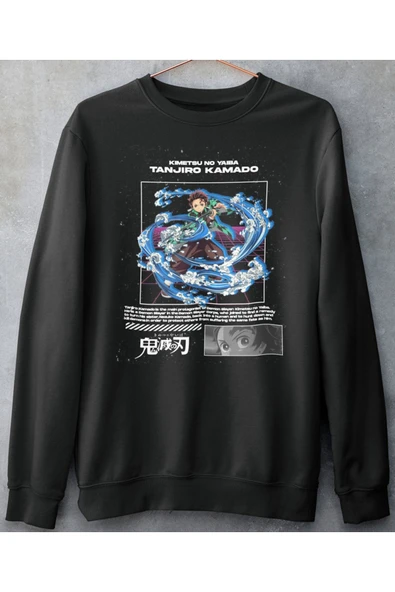 playbackmoda Akiki Tasarım, Tanjiro Kamado, Anime - Manga, Siyah Sweatshirt, S Beden ürün görseli