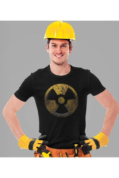 playbackmoda Owersize Radyoaktif Sembol Tasarım Baskılı Tişört - Resim 2