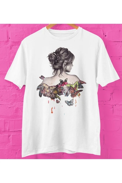 playbackmoda Owersize Kadın Ilüstrsyon Çizim Tasarım Baskılı Tişört - Resim 2