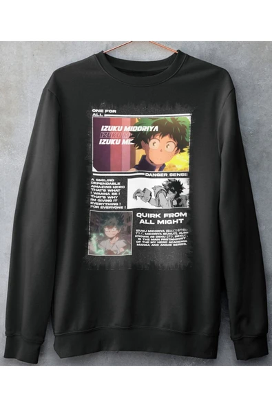 playbackmoda Akiki Tasarım, Izuku Midoriya, Anime - Manga, Siyah Sweatshirt, Xl Beden - 1