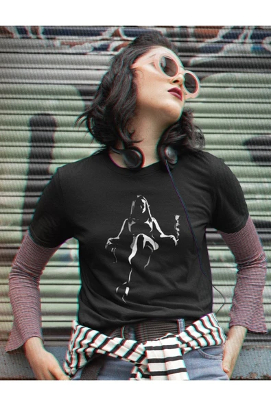 playbackmoda Owersize Kadın Ilüstrsyon Çizim Tasarım Baskılı Tişört ürün görseli