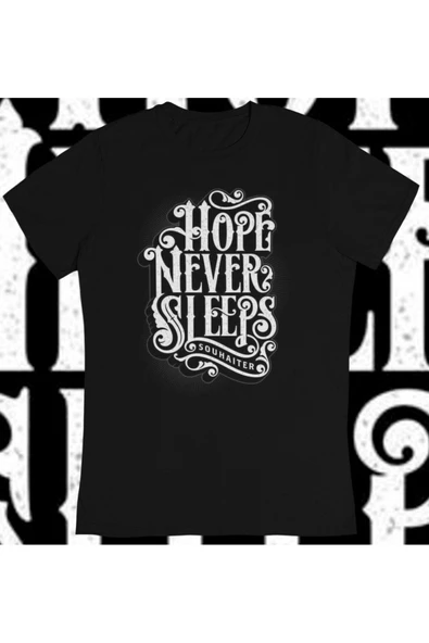 playbackmoda Owersize Hope Never Sleeps Yazı Tasarım Baskılı Tişört ürün görseli