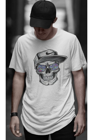 playbackmoda Owersize Kurukafa Ilüstrsyon Çizim Tasarım Baskılı Tişört - Resim 2