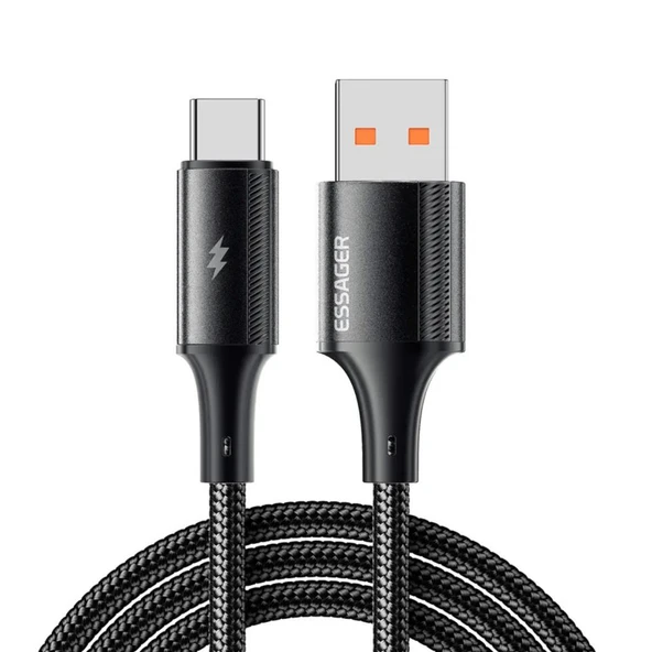 Essager 2 Metre 6A 120W Mega Hızlı USB To Type C Şarj Data Kablosu, Akım,Isı Korumalı, Güçlü Kablo