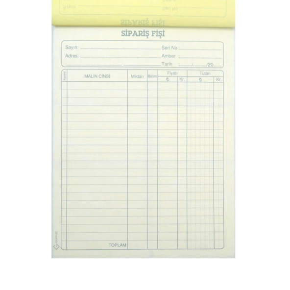 Gürmat Sipariş Fişi Otokopili 14x19 cm 50x2 Nüsha Kod:22 - 2