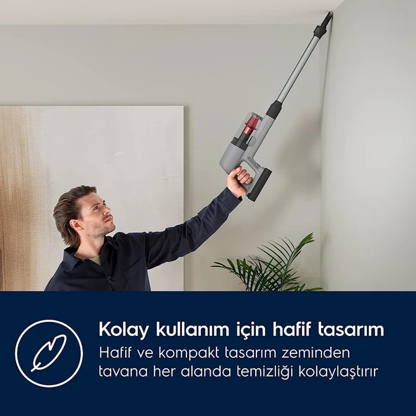 Electrolux EP71AB14UG Ultimate 700 Cordless Cleaner 14.4 V Dikey Şarjlı Süpürge Gri - Resim 6