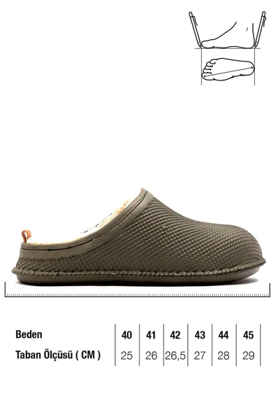 Gezer 12464 Eva İçi Kürklü Islak Zemin Erkek Kışlık Ev Bahçe Sokak İş Terliği - Resim 6