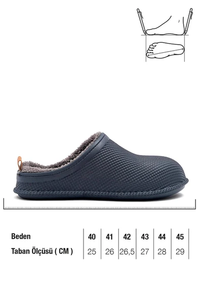 Gezer 12464 Eva İçi Kürklü Islak Zemin Erkek Kışlık Ev Bahçe Sokak İş Terliği - Resim 8