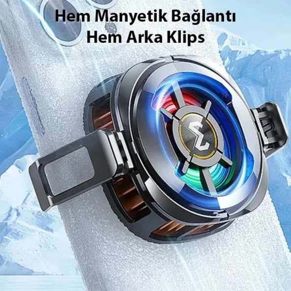 Coofbe Göstergeli RGB Işıklı15W Magsfe Uyumlu Kablolu Soğutma Levhalı Ultra Telefon Soğutucu Radyatör 3 Modlu - 5