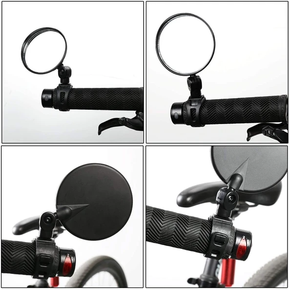 2 ADET Geniş Açı Bisiklet -Scooter Gidon Aynası - Dikiz Aynası Bisiklet Aksesuarı Bisiklet Ayna - 6