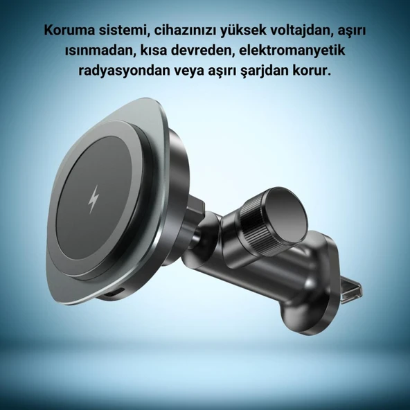 Coofbe 15W Araç Şarj Cihazı Havalandırma İçin Magsafe Uyumlu Araç Telefon Tutucu Kablosuz Araç Şarj - 4