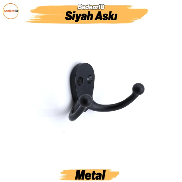Kanca Askı Siyah Dolap Askılık Askılığı Duvar Vestiyer Banyo Mutfak Elbise Kıyafet Askısı Portmanto