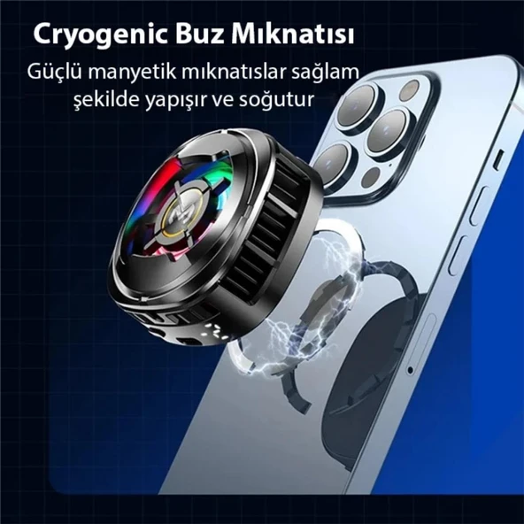 Coofbe Göstergeli RGB Işıklı15W Magsfe Uyumlu Kablolu Soğutma Levhalı Ultra Telefon Soğutucu Radyatör 3 Modlu - 3