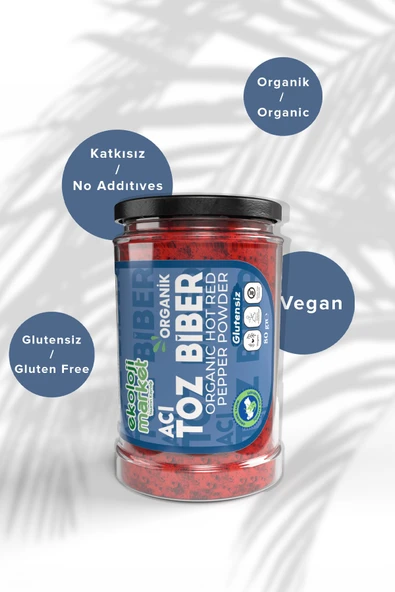 Ekoloji Market Organik Glutensiz Kavanoz Toz Biber- Acı 80 gr - Resim 2