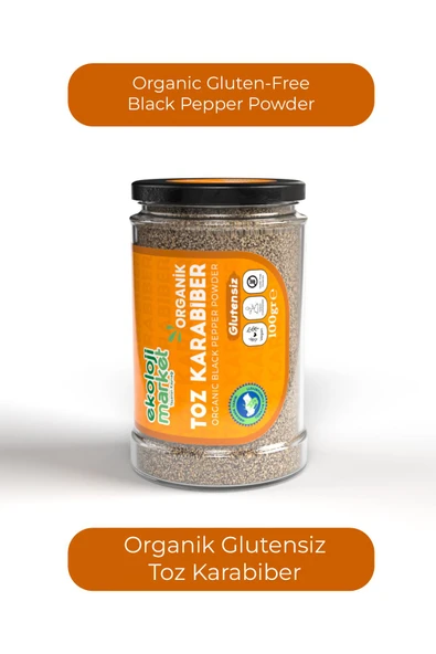 Ekoloji Market Organik Glutensiz Toz Karabiber 100 gr / Organic Gluten-free Black Pepper Powder 100 gr