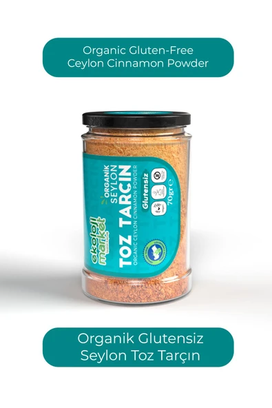 Ekoloji Market Organik Glutensiz Seylon Toz Tarçın 70 gr / Organic Gluten-free Ceylon Cinnamon Powder 70 gr