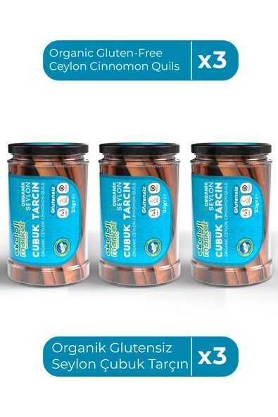 Ekoloji Market Organik Glutensiz Seylon Çubuk Tarçın 25 Gr x3 / Organic Gluten-Free Ceylon Cinnamon Quils 25 Gr x3
