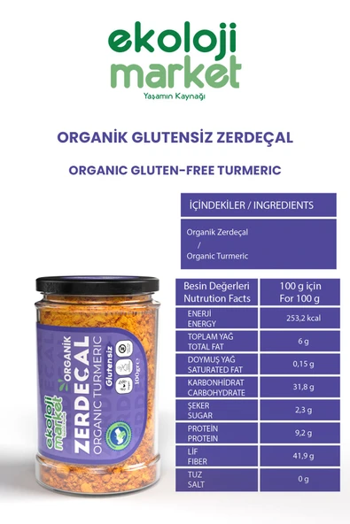 Ekoloji Market Organik Glutensiz Zerdeçal 100 Gr x3 / Organic Gluten-Free Turmeric 100 Gr x3 - Resim 2