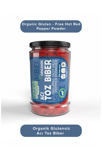 Ekoloji Market Organik Glutensiz Kavanoz Toz Biber- Acı 80 gr - Resim 3