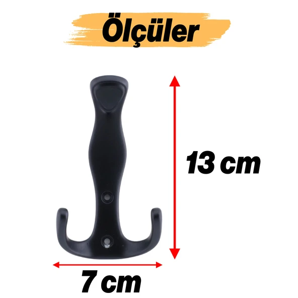 Asya Portmanto Askı Siyah Dolap Askılık Askılığı Duvar Vestiyer Banyo Mutfak Elbise Kıyafet Askısı - Resim 3