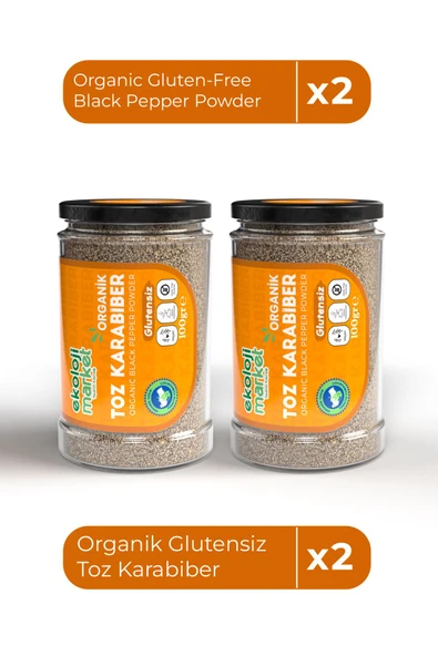 Ekoloji Market Organik Glutensiz Toz Karabiber 100 Gr x2 / Organic Gluten-Free Black Pepper Powder 100 Gr x2