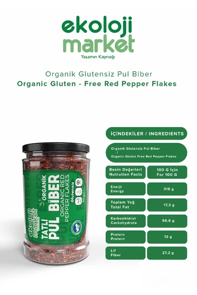 Ekoloji Market Organik Glutensiz Kavanoz Pul Biber- Tatlı 70 gr - 4