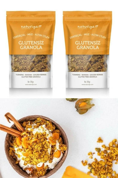 Naturiga Glutensiz Zerdeçal, Altın Çilek Ve Muzlu Granola