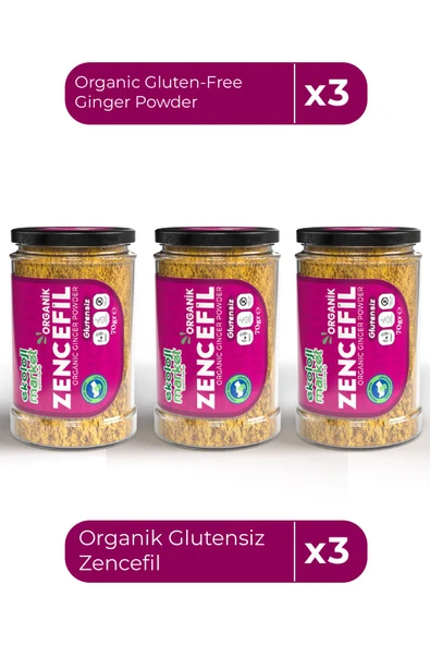 Ekoloji Market Organik Glutensiz Zencefil 70 Gr x3 / Organic Gluten-Free Ginger 70 Gr x3