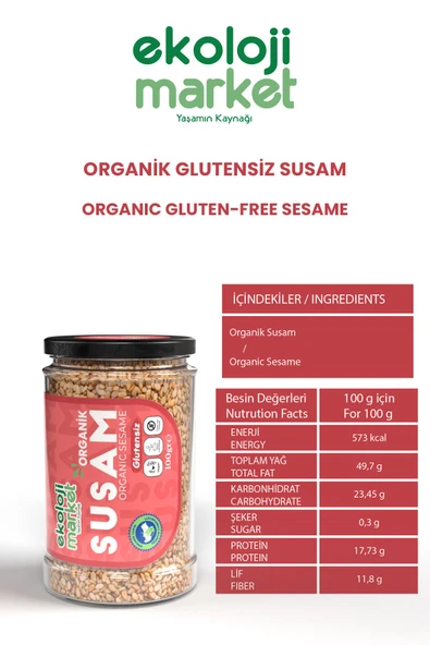 Ekoloji Market Organik Glutensiz Susam 100 Gr x3 / Organic Gluten-Free Sesame 100 Gr x3 - 2