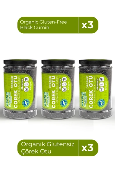 Ekoloji Market Organik Glutensiz Çörek Otu 100 Gr x3 / Organic Gluten-Free Black Cumin 100 Gr x3