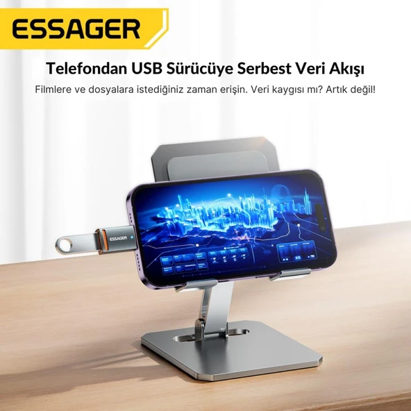 Essager USB to Type-C OTG Dönüştürücü Adaptör, 5 Gbps Veri Aktarım, USB Type C Çevirici, Klavye, Mouse Çevirici - 4