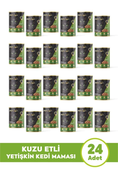 PetLook Konserve Kedi Maması Yetişkin Kuzu Etli, Kıyılmış Etli 415 GR 24 Adet Yaş Mama Düşük Tahıllı ürün görseli 1