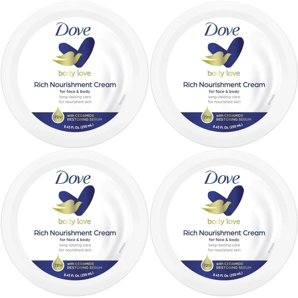 Dove Besleyici El ve Vücut Bakım Kremi 250ML Rich Nourishment Cream (Mavi) (4 Lü Set)