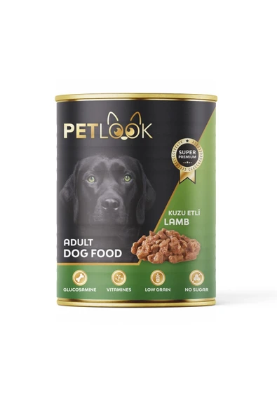 PetLook Konserve Köpek Maması Yetişkin Kuzu Etli, Kıyılmış Etli 415 GR 6 Adet Yaş Mama Düşük Tahıllı - 2