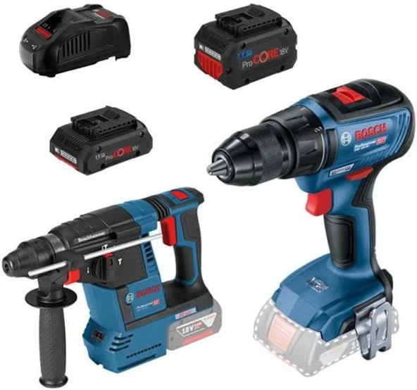 Bosch GSR 18V-50 + GBH 18V-26 1x 4.0 & 8.0 AH
