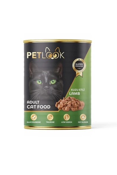 PetLook Konserve Kedi Maması Yetişkin Kuzu Etli, Kıyılmış Etli 415 GR 24 Adet Yaş Mama Düşük Tahıllı - Resim 2