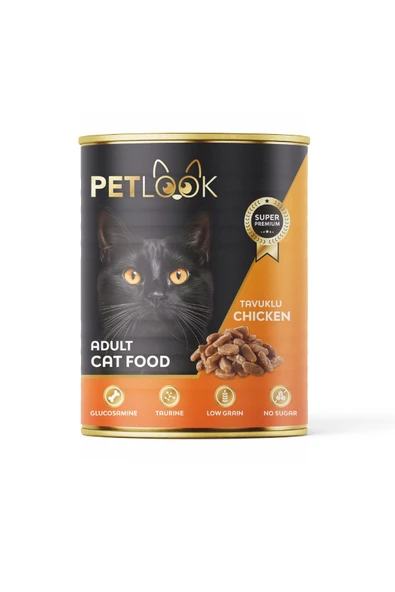 PetLook Konserve Kedi Maması Yetişkin Tavuk Etli, Parça Etli 415 GR 6 Adet Yaş Mama Düşük Tahıllı - 2