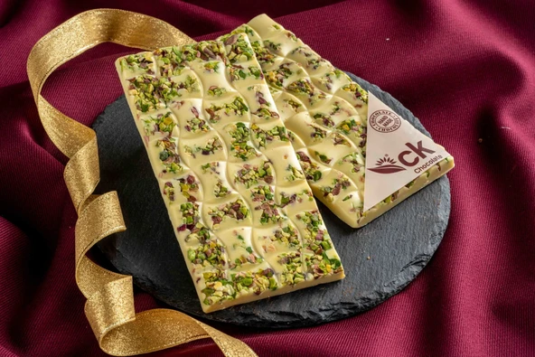 Antep Fıstıklı Beyaz Tablet Çikolata (400 g)