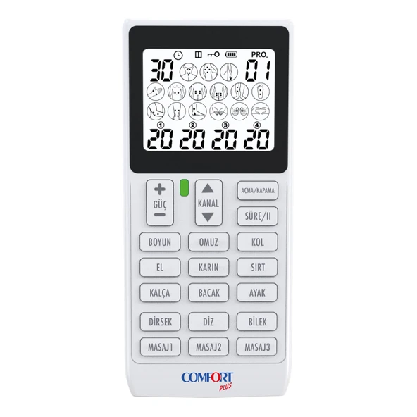 Comfort Plus , M101A-WH2 , 4 Kanallı 8 Pedli 60 Prog , Şarjlı , Dijital EMS & TENS , Fizik Tedavi ve Masaj , Türkçe - 2