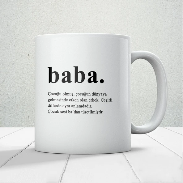 Baba Kelime Anlamı Baskılı Babalar Günü Kupa Bardak Kahve Kupa Bardak